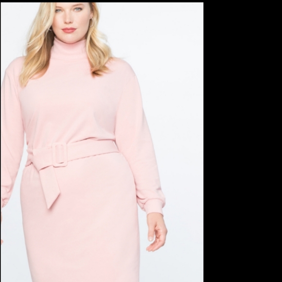 pink turtleneck dress